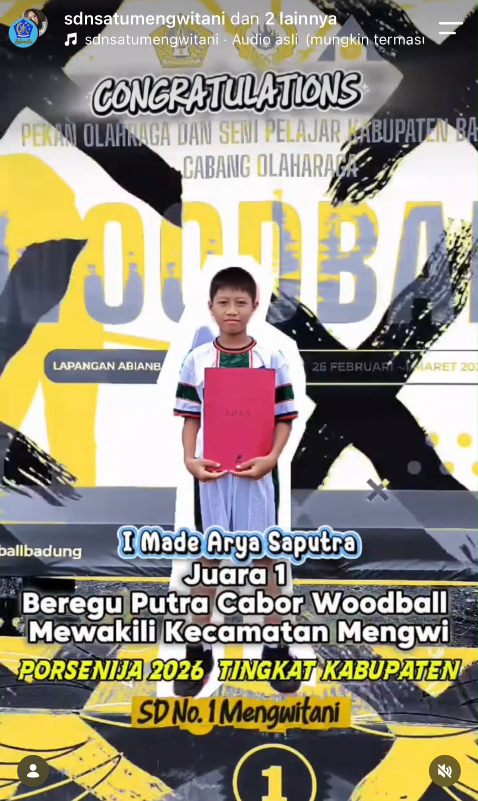Juara 1 Beregu Putra Cabor Woodball  Mewakili Kecamatan Mengwi Porsenijar 2026